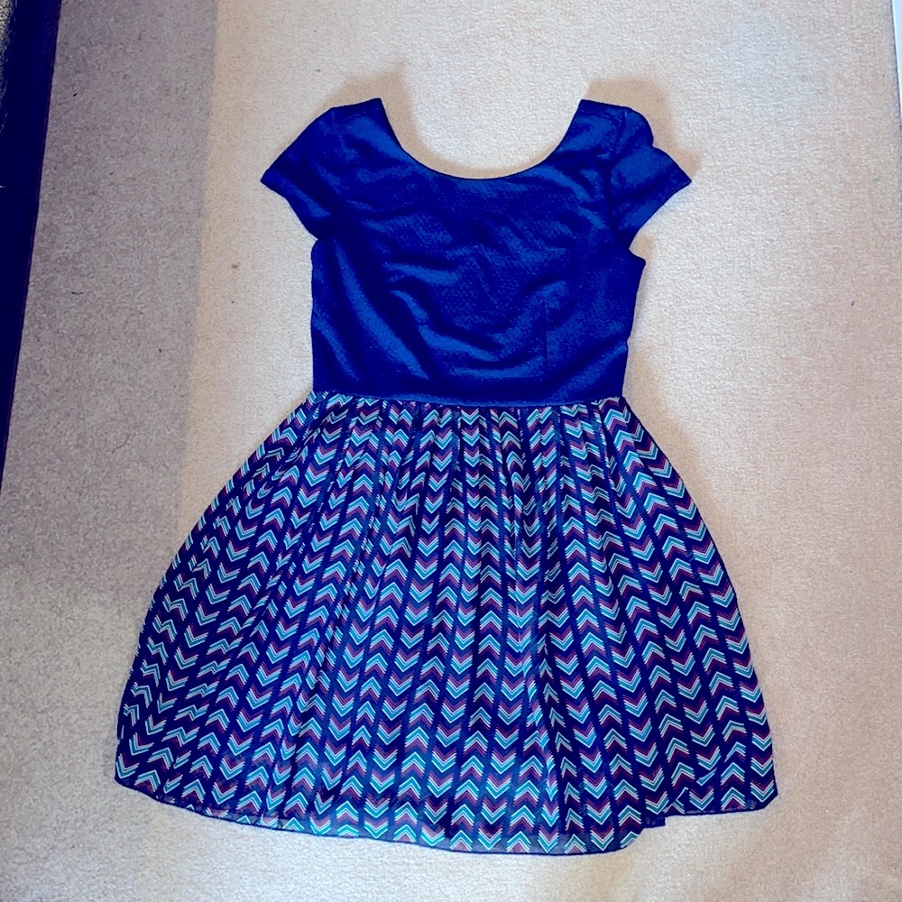 Navy Chevron A-Line Dress